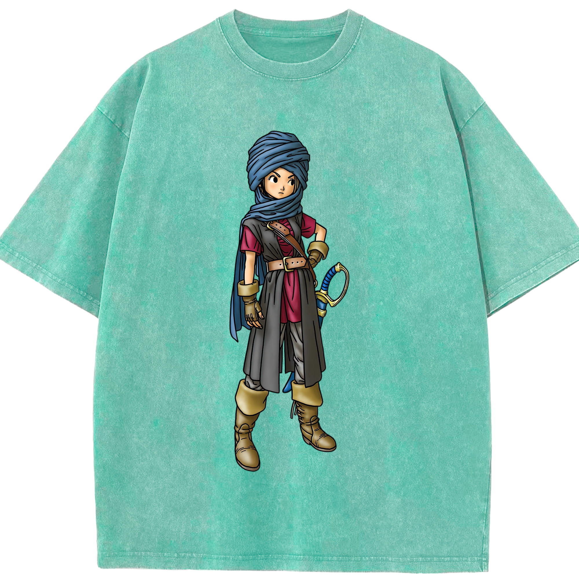 （画像用） ドラゴンクエスト Doragon Kuesuto Dragon Quest 綿100% ヴィンテージ風 半袖Tシャツ（フロントプリント）